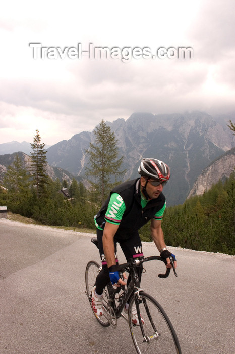 slovenia646: Slovenia - Julian Alps as a cyclist races on Vrsic pass - photo by I.Middleton - (c) Travel-Images.com - Stock Photography agency - Image Bank