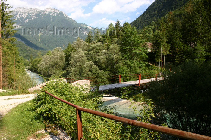 slovenia655: Slovenia - gorge with suspension bridge - Julian Alps from Vrsic pass - photo by I.Middleton - (c) Travel-Images.com - Stock Photography agency - Image Bank