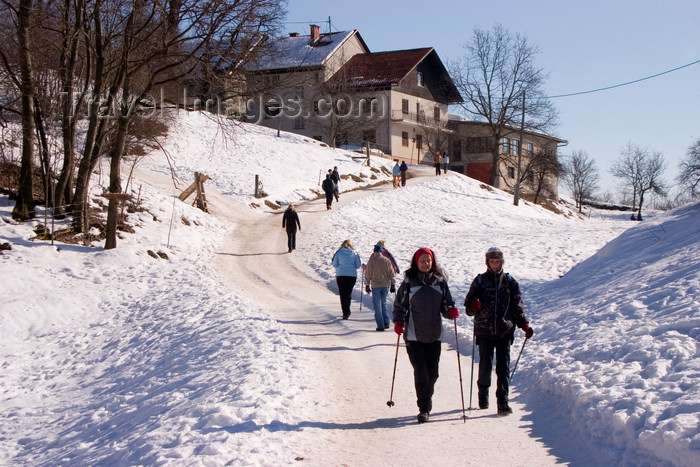 slovenia67: hikers on a sunny winter day - Smarna Gora mountain on the outskirts of Ljubljana, Slovenia - photo by I.Middleton - (c) Travel-Images.com - Stock Photography agency - Image Bank