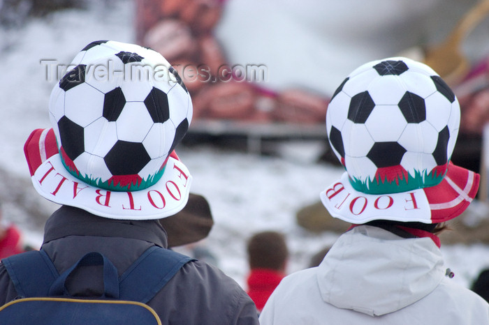 slovenia672: Confused spectators wearing football hats at the golden fox womens world cup slalom, Kranjska Gora, Slovenia - photo by I.Middleton - (c) Travel-Images.com - Stock Photography agency - Image Bank