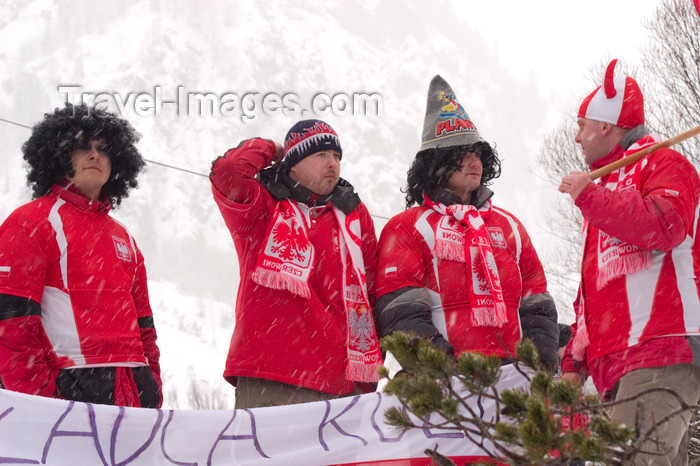 slovenia685: Polish Spectators at Planica ski jumping championships, Letalnica, Slovenia - photo by I.Middleton - (c) Travel-Images.com - Stock Photography agency - Image Bank