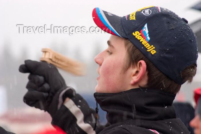 slovenia686: Slovenian fan at Planica ski jumping championships, Slovenia - photo by I.Middleton - (c) Travel-Images.com - Stock Photography agency - Image Bank