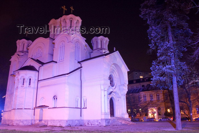 slovenia69: Serbian Orthodox church of Saints Cyril and Methodius, near Tivoli Park - nocturnal, Ljubljana - photo by I.Middleton - (c) Travel-Images.com - Stock Photography agency - Image Bank