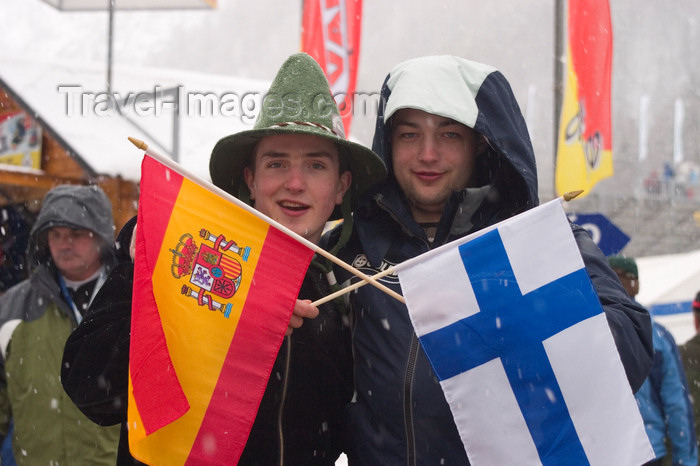 slovenia690: Finn and Spaniard - spectators at Planica ski jumping championships, Slovenia - photo by I.Middleton - (c) Travel-Images.com - Stock Photography agency - Image Bank