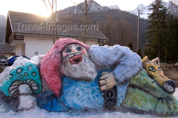 slovenia694: Santa Klaus and wolf - snow sculpture, Triglav National Park, Slovenia -  photo by I.Middleton - (c) Travel-Images.com - Stock Photography agency - Image Bank