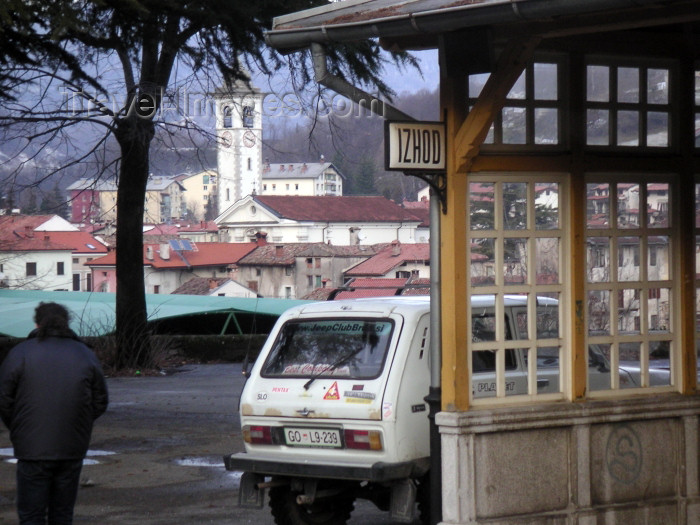 slovenia7: Slovenia - Kanal ob Soci - Goriska / Gorizia region: village church and the ubiquitous Lada Niva - Marijino vnebovzetje church - photo by A.Kilroy - (c) Travel-Images.com - Stock Photography agency - Image Bank