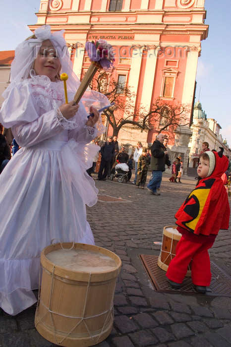 slovenia718: Slovenia - Ljubliana: Pust celebrations - fairy and the Franciscan church - photo by I.Middleton - (c) Travel-Images.com - Stock Photography agency - Image Bank