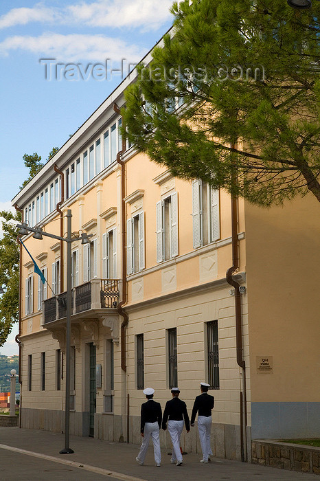 slovenia739: Koper (Capodistria) - Slovenian Istria region / Slovenska Istra - Slovenia: three sailors walking down street - photo by I.Middleton - (c) Travel-Images.com - Stock Photography agency - Image Bank