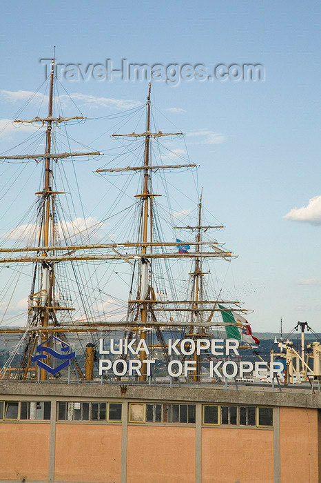 slovenia740: Koper (Capodistria) - Slovenian Istria region / Slovenska Istra - Slovenia: Port of Koper - masts of the Nave scuola Amerigo Vespucci - Italian tall ship - photo by I.Middleton - (c) Travel-Images.com - Stock Photography agency - Image Bank