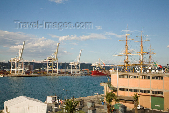 slovenia741: Koper (Capodistria) - Slovenian Istria region / Slovenska Istra - Slovenia: Port of Koper - cranes and the Amerigo Vespucci - photo by I.Middleton - (c) Travel-Images.com - Stock Photography agency - Image Bank