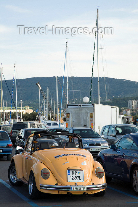 slovenia742: Koper (Capodistria) - Slovenian Istria region / Slovenska Istra - Slovenia: Volkswagon Beetle convertible parked in the waterfront - photo by I.Middleton - (c) Travel-Images.com - Stock Photography agency - Image Bank