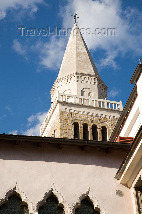 slovenia743: Koper (Capodistria) - Slovenian Istria region / Slovenska Istra - Slovenia: top of tower of cathedral of Saint Nazarius in Titov Trg - photo by I.Middleton - (c) Travel-Images.com - Stock Photography agency - Image Bank
