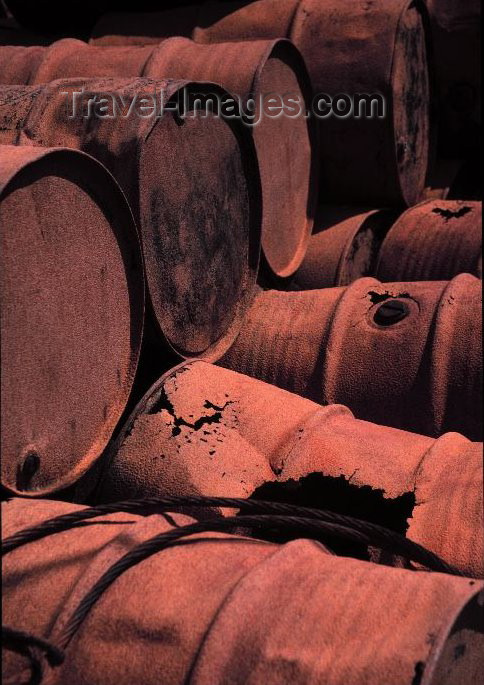 south-georgia2: South Georgia - Leith Harbour: rusting drums (photo by Rod Eime) - (c) Travel-Images.com - Stock Photography agency - Image Bank