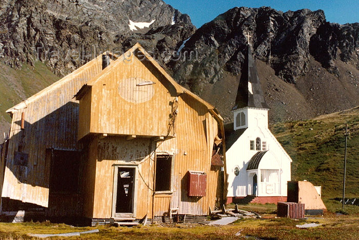 south-georgia22: South Georgia - Grytviken: the Norwegian church beside the dilapidated working quarters (photo by G.Frysinger) - (c) Travel-Images.com - Stock Photography agency - Image Bank