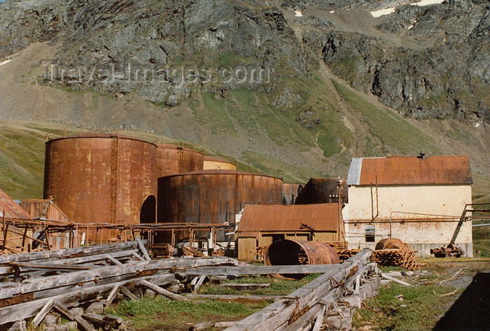 south-georgia28: South Georgia - Grytviken: whale oil storage tanks (photo by G.Frysinger) - (c) Travel-Images.com - Stock Photography agency - Image Bank