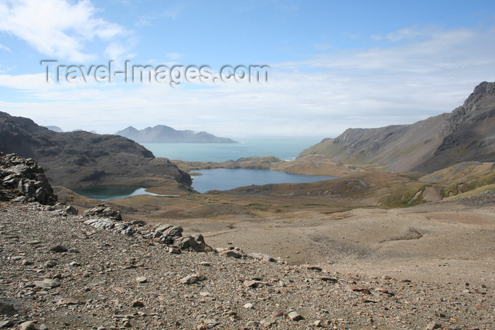 south-georgia36: South Georgia - Grytviken - view down to Cumberland Bay - Antarctic region images by C.Breschi - (c) Travel-Images.com - Stock Photography agency - Image Bank