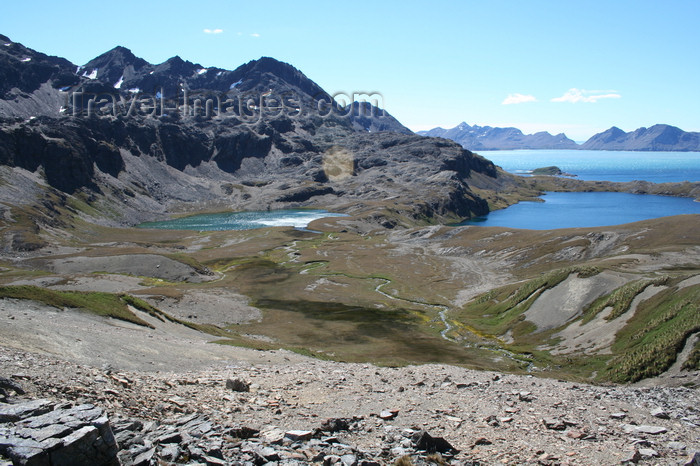 south-georgia41: South Georgia - Grytviken - lagoon and Cumberland Bay - Antarctic region images by C.Breschi - (c) Travel-Images.com - Stock Photography agency - Image Bank