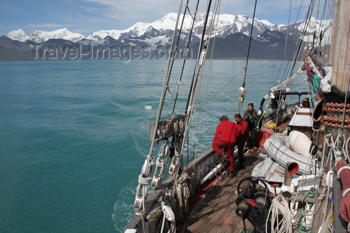 south-georgia47: South Georgia - Husvik - Stromness Bay - view from a sailing ship - Antarctic region images by C.Breschi - (c) Travel-Images.com - Stock Photography agency - Image Bank