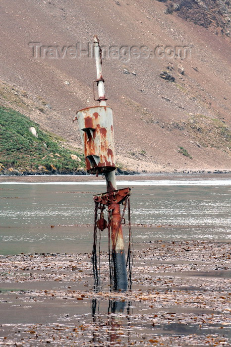 south-georgia81: South Georgia - Leith Harbour - mast of sunken vessel - Antarctic region images by C.Breschi - (c) Travel-Images.com - Stock Photography agency - Image Bank