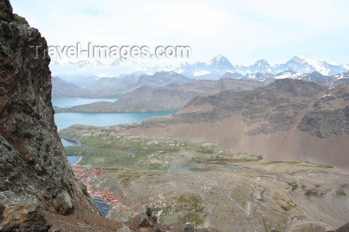 south-georgia89: South Georgia - Leith Harbour - view from the mountains - Antarctic region images by C.Breschi - (c) Travel-Images.com - Stock Photography agency - Image Bank