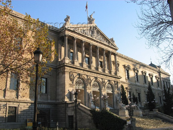 spai118: Spain / España - Madrid: Biblioteca Nacional de España / National Library - architect Francisco Jareño y Alarcón - Paseo de Recoletos - photo by A.Hernandez - (c) Travel-Images.com - Stock Photography agency - Image Bank