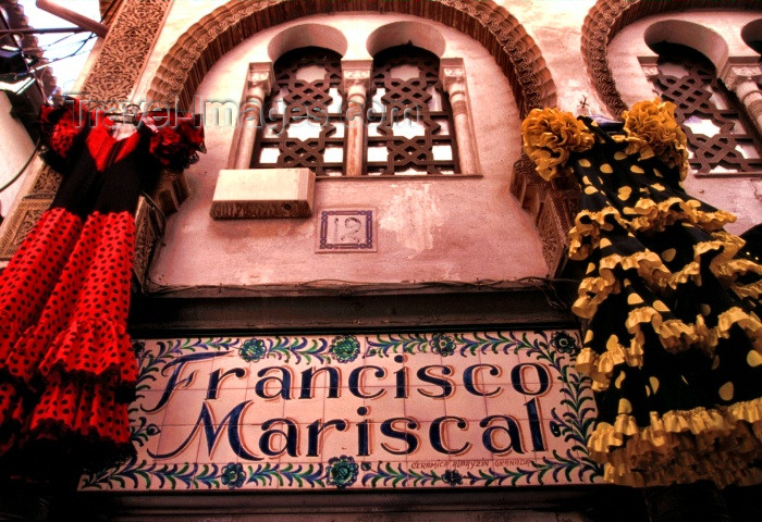 spai182: Spain / España - Granada: Alcaiceria - flamenco dresses af Francisco Mariscal - photo by F.Rigaud - (c) Travel-Images.com - Stock Photography agency - Image Bank