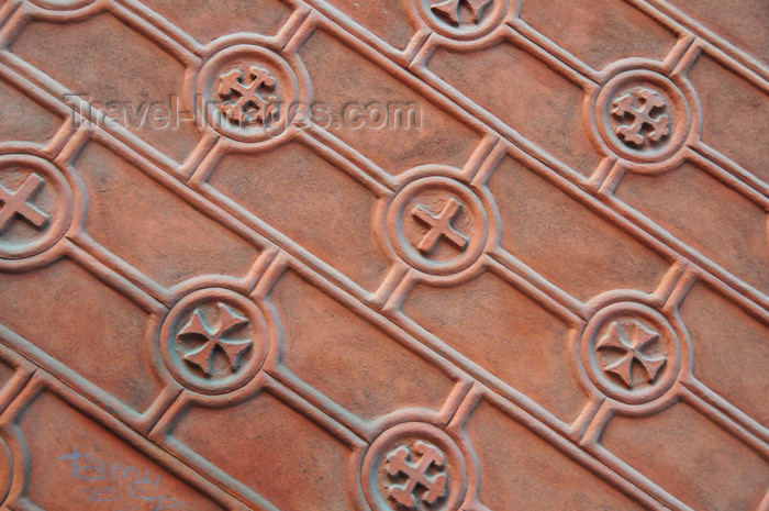 spai454: Madrid, Spain: Calle de Alcalá - crosses at the Iglesia de las Calatravas - façade by Juan de Madrazo y Kuntz - photo by M.Torres - (c) Travel-Images.com - Stock Photography agency - Image Bank