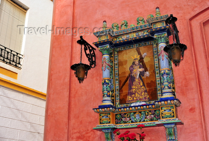 spai474: Ayamonte, Huelva, Andalucia, Spain: Jesus in a small shrine made of ceramic and tiles - photo by M.Torres - (c) Travel-Images.com - Stock Photography agency - Image Bank