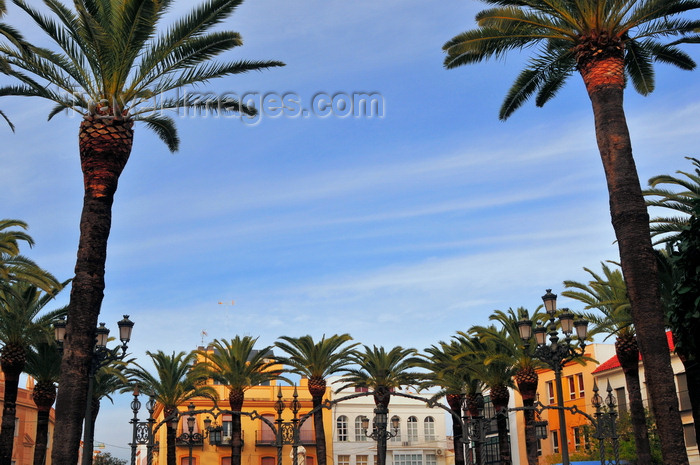 spai475: Ayamonte, Huelva, Andalucia, Spain: main square with palm trees - Plaza de la Laguna designed by Prudencio Navarro Pallares - photo by M.Torres - (c) Travel-Images.com - Stock Photography agency - Image Bank