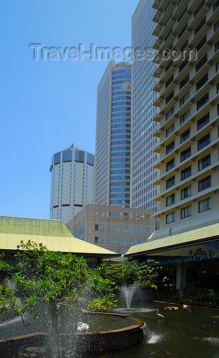 sri-lanka164: Colombo, Sri Lanka: Gardens of the Hilton Hotel, Colombo World Trade Center Twin Towers and Bank of Ceylon - Fort - photo by M.Torres - (c) Travel-Images.com - Stock Photography agency - Image Bank