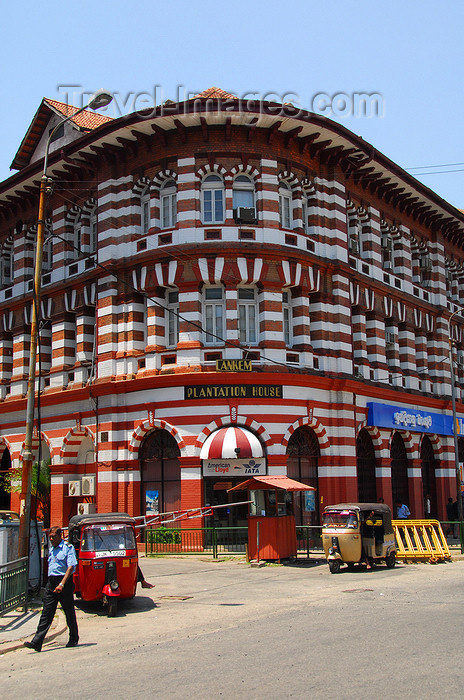 sri-lanka181: Colombo, Sri Lanka: white and red - candy façade of Plantation house - Lankem (Paint and Chemicals) company and the Indian bank - corner of Sir Baron Jayatilake Mawatha and York Arcade road - Fort - photo by M.Torres - (c) Travel-Images.com - Stock Photography agency - Image Bank