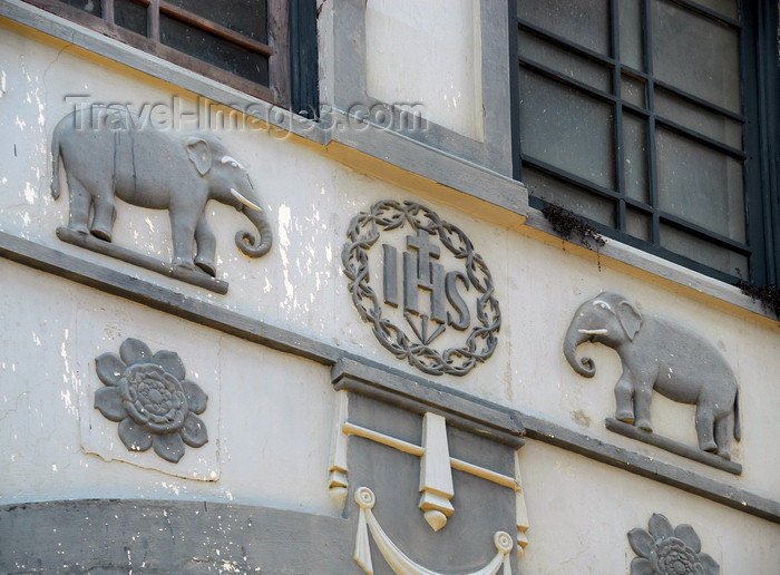 sri-lanka229: Galle, Southern Province, Sri Lanka: Society of Jesus logo flanked by elephants - Saint Aloysius' College - Kaluwella - photo by M.Torres - (c) Travel-Images.com - Stock Photography agency - Image Bank