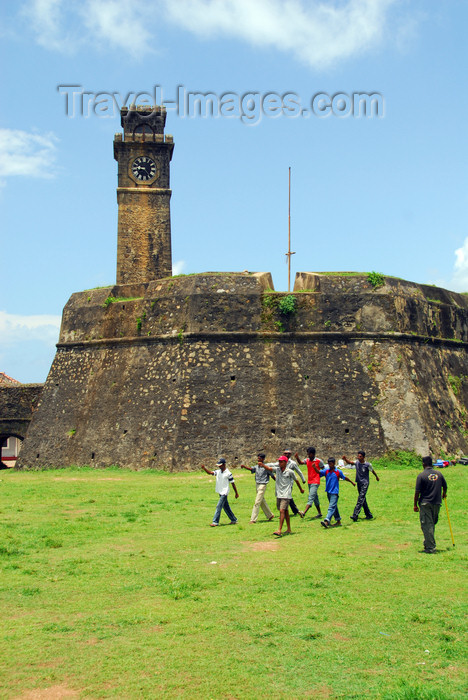 sri-lanka237: Galle, Southern Province, Sri Lanka: marching drill - clock tower and moon / Conceição bastion - Galle fort - Old Town - UNESCO World Heritage Site - photo by M.Torres - (c) Travel-Images.com - Stock Photography agency - Image Bank