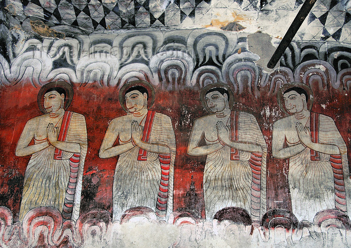 sri-lanka287: Dambulla, Central Province, Sri Lanka: Buddhist mural - Sinhala art - Devaraja lena - Dambulla cave temple - UNESCO World Heritage Site - photo by M.Torres - (c) Travel-Images.com - Stock Photography agency - Image Bank