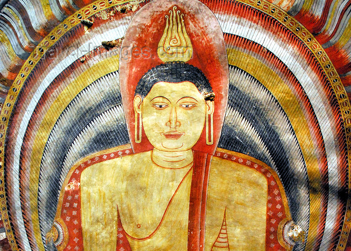 sri-lanka291: Dambulla, Central Province, Sri Lanka: Buddha in a mural - Dambulla cave temple - UNESCO World Heritage Site - photo by M.Torres - (c) Travel-Images.com - Stock Photography agency - Image Bank