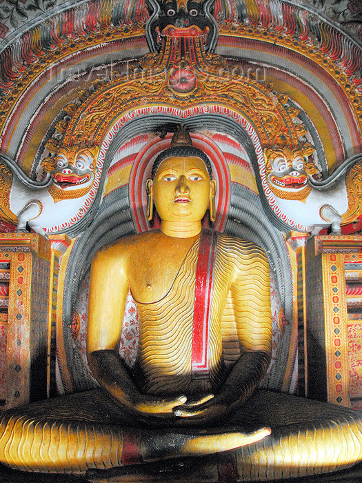 sri-lanka294: Dambulla, Central Province, Sri Lanka: Buddha and lions - Dambulla cave temple - UNESCO World Heritage Site - photo by M.Torres - (c) Travel-Images.com - Stock Photography agency - Image Bank