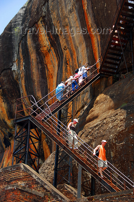 sri-lanka307: Sigiriya, Central Province, Sri Lanka: metal stairs on the rock face - photo by M.Torres - (c) Travel-Images.com - Stock Photography agency - Image Bank