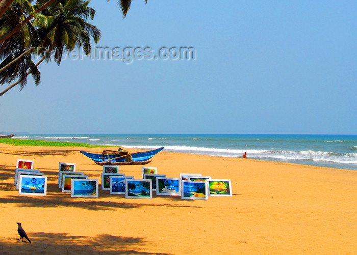 sri-lanka365: Wadduwa, Western province, Sri Lanka: painting and outrigger canoe on the beach - Blue Water Hotel - photo by M.Torres - (c) Travel-Images.com - Stock Photography agency - Image Bank