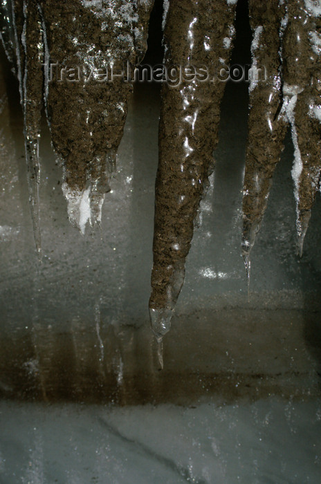 svalbard54: Svalbard - Spitsbergen island - Longyearbreen glacier: sediments and stalactites - photo by A.Ferrari - (c) Travel-Images.com - Stock Photography agency - Image Bank