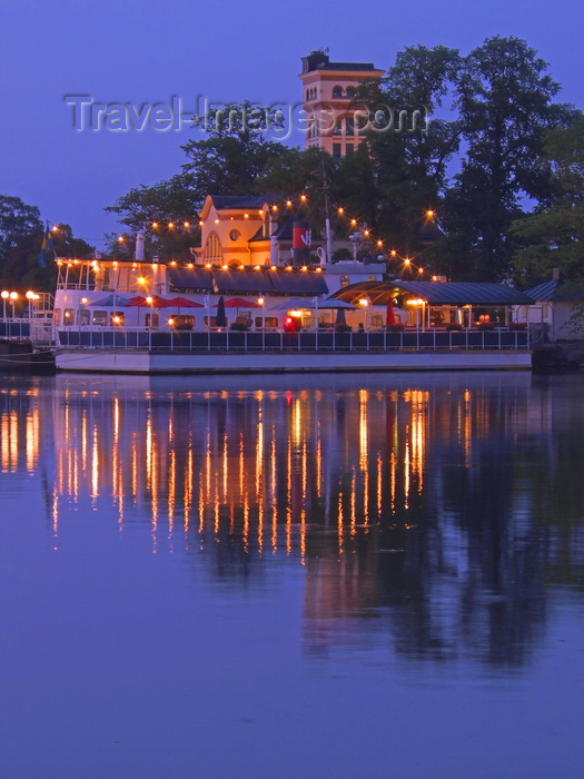 sweden105: Vastervik, Kalmar län, Sweden: restaurant over the water, Tourist Office - dusk - photo by A.Bartel - (c) Travel-Images.com - Stock Photography agency - Image Bank