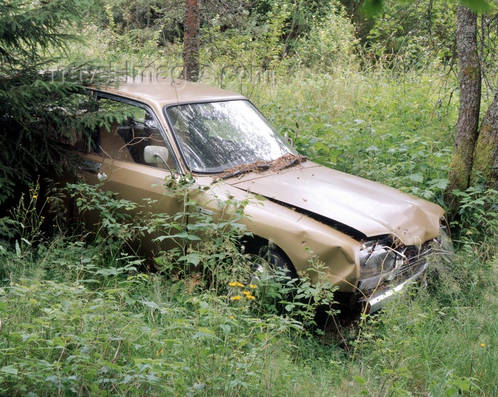 sweden132: Vastra Gotaland County, Sweden - derelict car in a field - photo by A.Bartel - (c) Travel-Images.com - Stock Photography agency - Image Bank