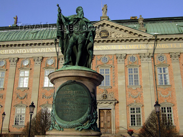 sweden155: Stockholm, Sweden: Riddarhuset - statue of Gustav II Adolph - photo by M.Bergsma - (c) Travel-Images.com - Stock Photography agency - Image Bank