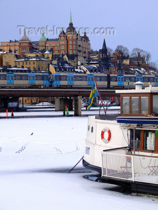 sweden158: Stockholm, Sweden: ice, boats, trains and houses - photo by M.Bergsma - (c) Travel-Images.com - Stock Photography agency - Image Bank