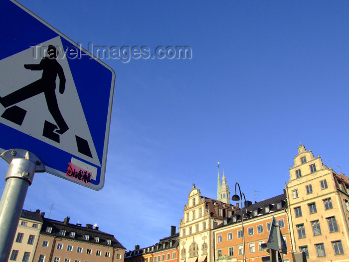 sweden70: Sweden - Stockholm: pedestrian sign - Kornhamnstorg square - Gamla Stan (photo by M.Bergsma) - (c) Travel-Images.com - Stock Photography agency - Image Bank