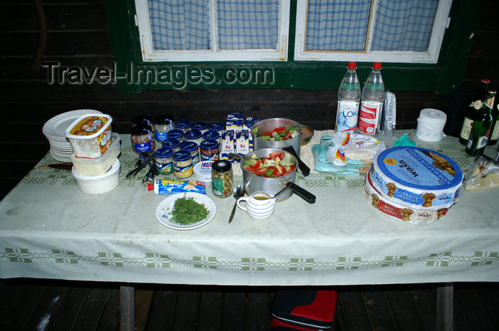 sweden72: Älvdalen, Dalarnas län, Sweden: Swedish Midsummer table: potatoes, herring, salad and hard bread - photo by A.Ferrari - (c) Travel-Images.com - Stock Photography agency - Image Bank