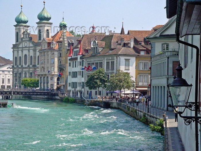 switz168: Switzerland / Suisse / Schweiz / Svizzera - Luzern / Lucerne / Lucerna: lake and Jesuit church of St Francis Xavier / lac et eglise des jesuites saint-François-Xavier (photo by Christian Roux) - (c) Travel-Images.com - Stock Photography agency - Image Bank