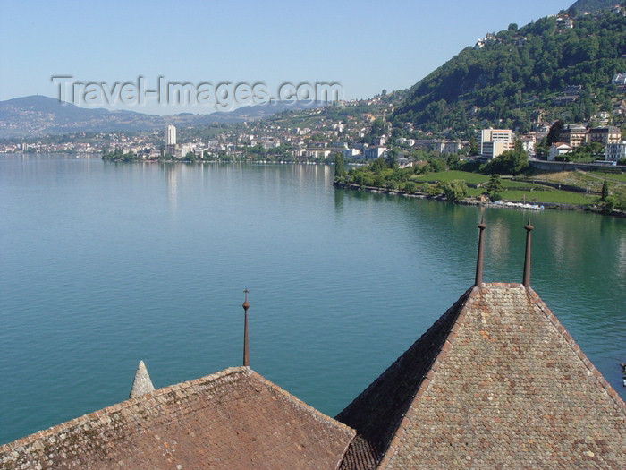 switz182: Switzerland - Suisse - Montreux: Chateau de Chillon - view of Montreux and Lac Léman (photo by Christian Roux) - (c) Travel-Images.com - Stock Photography agency - Image Bank