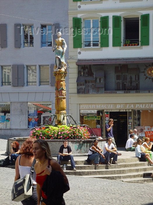 switz195: Switzerland - Suisse - Lausanne: Palud square and Mechanical clock / place de la Palud et l'Horloge - photo by C.Roux - (c) Travel-Images.com - Stock Photography agency - Image Bank