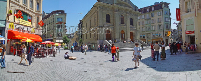 switz197: Switzerland - Suisse - Lausanne: St Laurent square and St Laurent church | place St-Laurent et Église St-Laurent - photo by C.Roux - (c) Travel-Images.com - Stock Photography agency - Image Bank