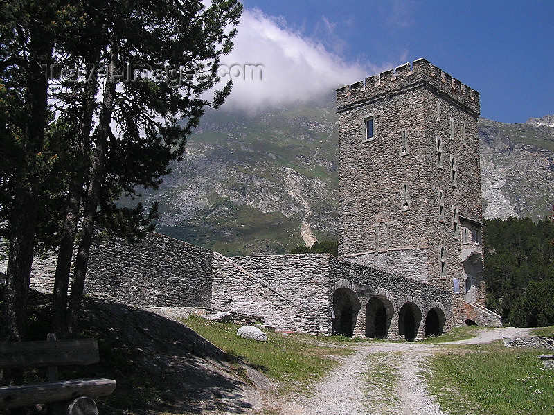 switz320: Switzerland - Maloja / Maloggia - Graubünden / Grigioni canton - Belveder Tower / Turm Belvedere - photo by J.Kaman - (c) Travel-Images.com - Stock Photography agency - Image Bank